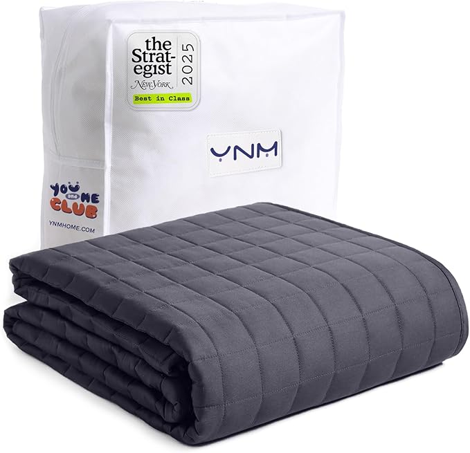 YnM Exclusive 15lbs Weighted Blanket, Bed Blanket for One Person of 140lbs, Ideal for on Queen/King Bed (Dark Grey, 60"x80" 15lbs)