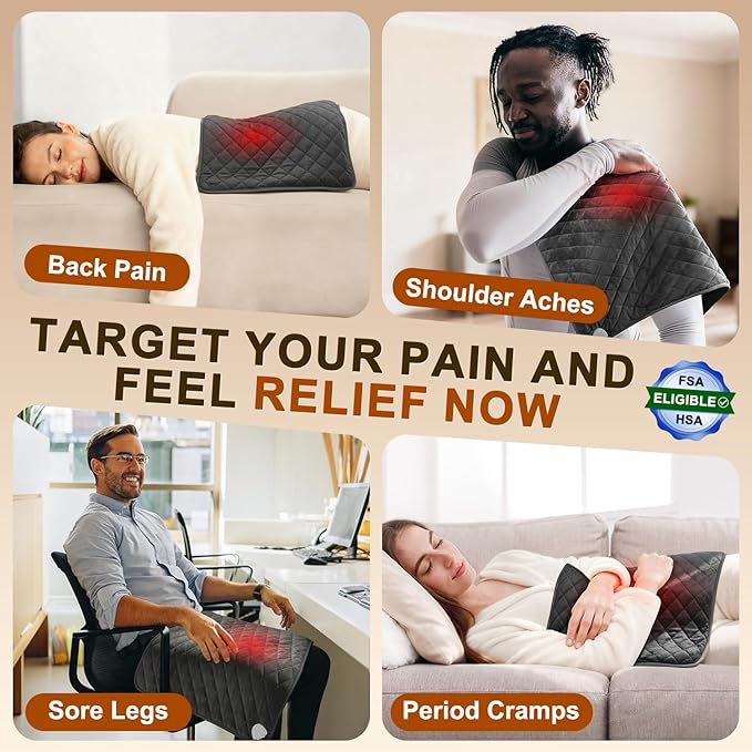 Heating Pad for Back & Period Cramps – 35"x20" King Size, Fsa Eligible Items Hsa, Heating Pads for Shoulder Neck Knee Arms Legs, Dry/Moist Heat, Auto Off, Washable, Birthday Gifts for Women & Men
