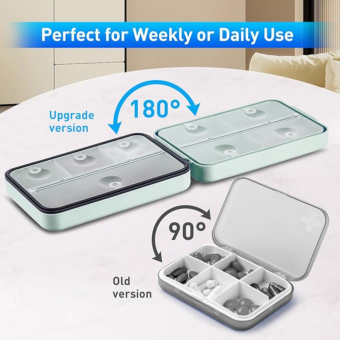 Travel Pill Organizer,Travel Pill Case Portable Pill Box for Travel Cute Pill Container Medicine Pill Organizer for Vitamin,Fish Oils,Supplements