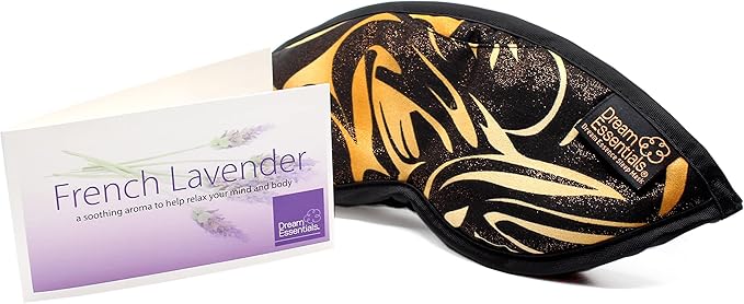 Dream Essentials Dream Essence Aromatherapy Sleep Mask, Handmade in The USA, Comes with Removable Organic French Lavender Sachet (Latte Shimmer)