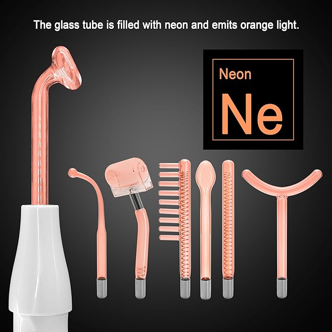 Hi Frequency Facial Care Tool Skin Tonning Device with 7 Electrode Tubes 2 Colors Options Elitzia ETSC640N (Orange)