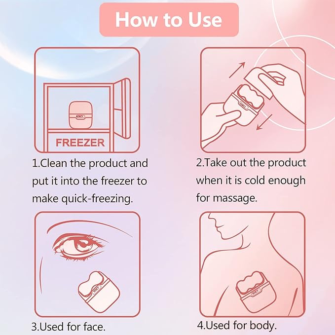 Ice Roller for Face & Eye, 2 in 1 Puffiness, Migraine, Pain Relief and Minor Injury - Diougens Lee Facial Ice Roller,Cold Therapy Massage Roller,Skin Care Products