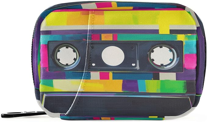 Audio Cassette Tape Pill Box 7 Day Pill Case Travel Pill Organizer Bag Container for Medicine with Zipper Portable Weekly Case Compact Size for Medicine, Vitamin, Supplement