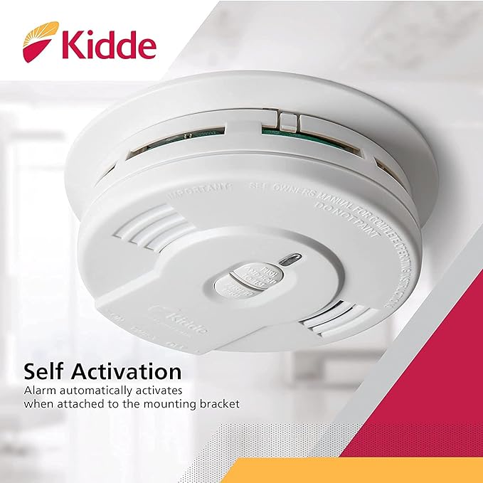 Kidde Smoke Detector, 10-Year Battery, LED Indicators, Replacement Alert, Test-Reset Button, 6 Pack, White