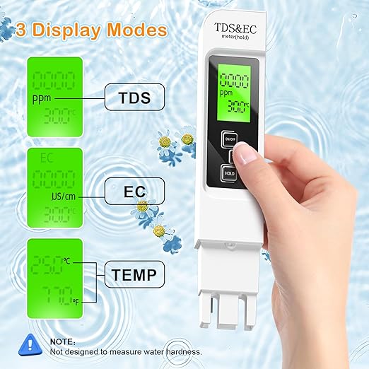 4 in 1 TDS Meter Digital Water Tester, Water Distiller, Water Tester for Drinking Water, PPM Meter with TDS/EC/Temp(°C,°F) Function, for Home, Aquarium, Restaurant, Hand Held