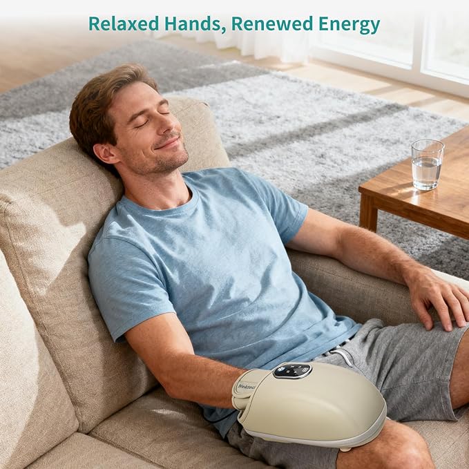 Nekteck Hand Massager with Heat and Compression, Cordless Hand Massager for Arthritis and Carpal Tunnel Wrist-to-Fingers Pain Relief for Women Men, Rechargeable