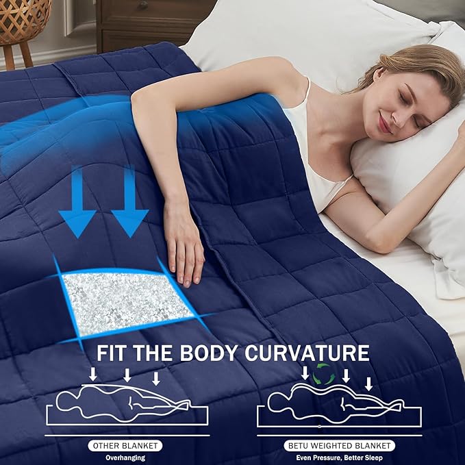 Navy Blue Weighted Blanket for Adults 25lbs, 88"x104", Cal King Cooling Heavy Throw Blanket for 220-280lbs, Microfiber Soft Thick Big Blankets Weighted Comforter Gift for Sleeping