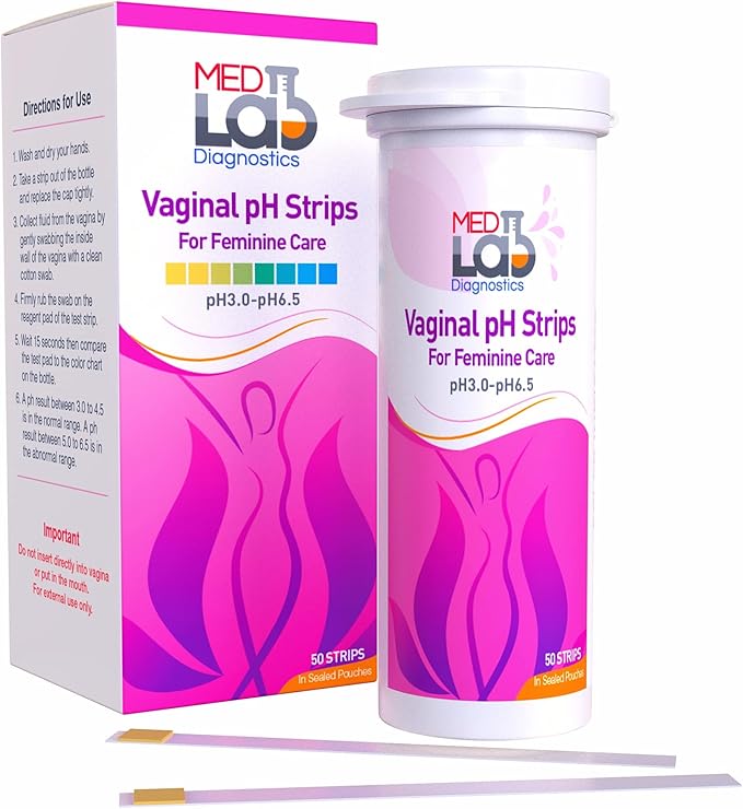 Vaginal ph Test Strips for Women(50 cnt). BV Home Test Kit for Bacterial Vaginosis, Yeast Infection and Menopause Strips. Feminine pH Test for Vaginal Acidity and Alkalinity. Strips in Sealed Pouches