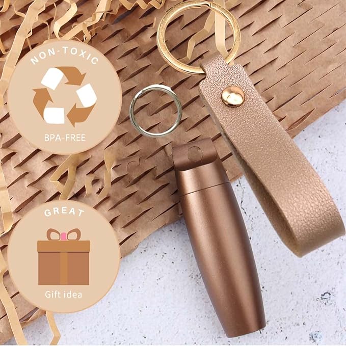 Small Pill Organizer with Keychain, Mini Pill Bottle/Gold Pill Container for Purse, Metal Waterproof Pill Box.