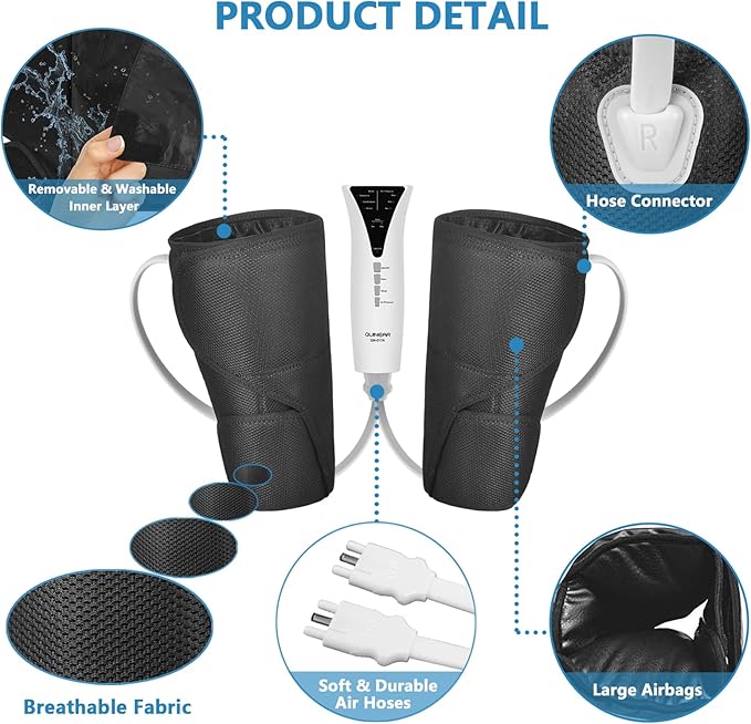QUINEAR Leg Massager and Air Compression, Calf Massager with 3 Modes 3 Intensities,Leg Compression Massager for Circulation and Pain Relief,Ideal Gift