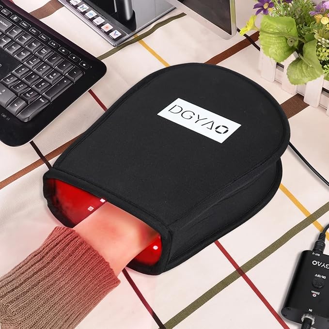 Red Light Therapy Devices 880nm LED Near Infrared for Hand Pain Relief Mitten Double Side pad for Sport Pain Fingers