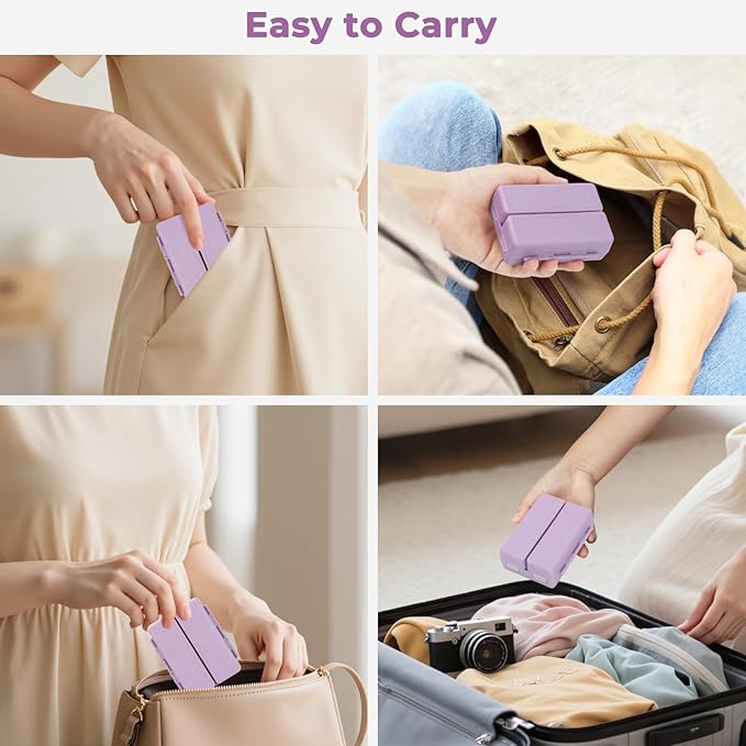 Zentiky Small Daily Pill Organizer with Labels, Medicine Pill Organizer Fit with Your Purse or Pocket for Travel to Hold Vitamin, Fish Oil, Supplement,Cotton Swabs, Bandages or Jewelry-Purple