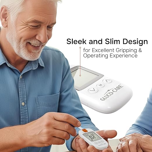 Glucose Meter & Test Kit - White, Sleek Design with Clear & Large Display, 500 Memory, 5 Sec Results, Auto Coding, Sugar Level Monitor Kit for All: Young, Adults, Seniors & Caregivers