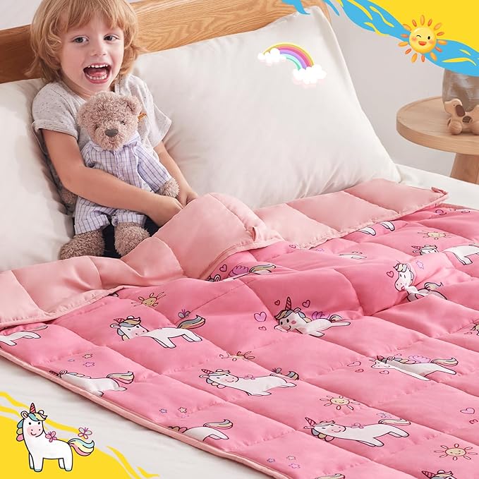 anfie Weighted Blanket Kids (48"x72" 6lbs), Weighted Blanket Cooling Blanket for Sleeping,Throw Size Breathable Blanket with Premium Glass Bead(Little Unicorn)