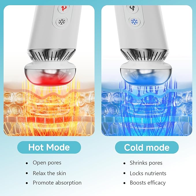 Depuffing Wand for Face & Eyes – 2-in-1 Cold and Heat Facial Therapy with Adjustable Temp; Beauty Wand, Face Roller and Eye Massage Tool to Reduce Puffiness, Dark Circles & Revive Skin Radiance