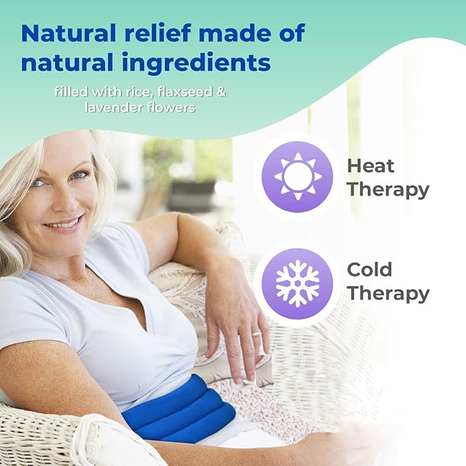 Microwavable Heating Pad for Lower Back and Menstrual Cramps - Moist Microwave Heating Pad for Muscles and Joints - Natural Microwave Hot Pack Heat Pad for Lower Back Pain - 1 Pack Blue