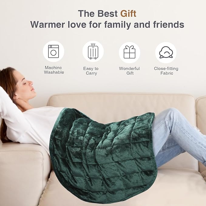 Alomidds Weighted Lap Blanket 7lbs, Cozy Breathable Flannel Weighted Lap Pad for Adults, Small Weighted Blanket for Travel, Couch, Green, 29" x 24"