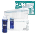 PUR PLUS 30-Cup Water Filter Dispenser with 1 Lead-Reducing PUR PLUS Filter, Dishwasher Safe, Powerful Filtration, Large Capacity with Slim, Space-Saving Design, White (DS1811Z)