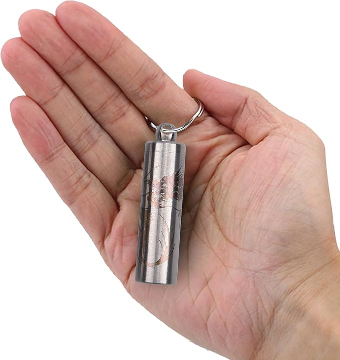 aiGear Stainless Steel Mini Pill Case Inner Diameter 0.48 Inch with Necklace Light Weight Pill Holder Waterproof Small Keychain Pill Box for EDC Outdoor Hiking Camping Travel First Aid (TPF30RS)