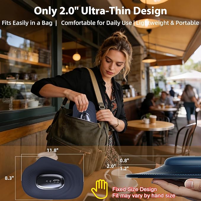 Portable Hand and Wrist Massager with Heat and Compression, 3 Modes, 3 Intensities and 3 Temps (100°F–116°F), for Palm & Fingers, Rechargeable, Home, Office, Travel (Blue)