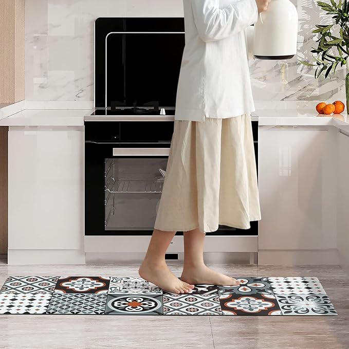 Ashler Kitchen Mats Cushioned Anti-Fatigue Kitchen Rugs, Non-Slip Waterproof Kitchen Floor Mats, Ergonomic Comfort Foam Standing Rug for Kitchen, Office, Floor, Laundry, Sink, 17x47 in, Black