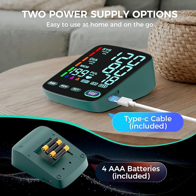 Blood Pressure Monitor,2 Cuff Sizes Automatic Upper Arm Blood Pressure Machine,9-17'' & 13-21'' Extra Large Blood Pressure Cuff Large LED Backlit Screen-3 User Mode/USB Cable and 4 AAA Batteries