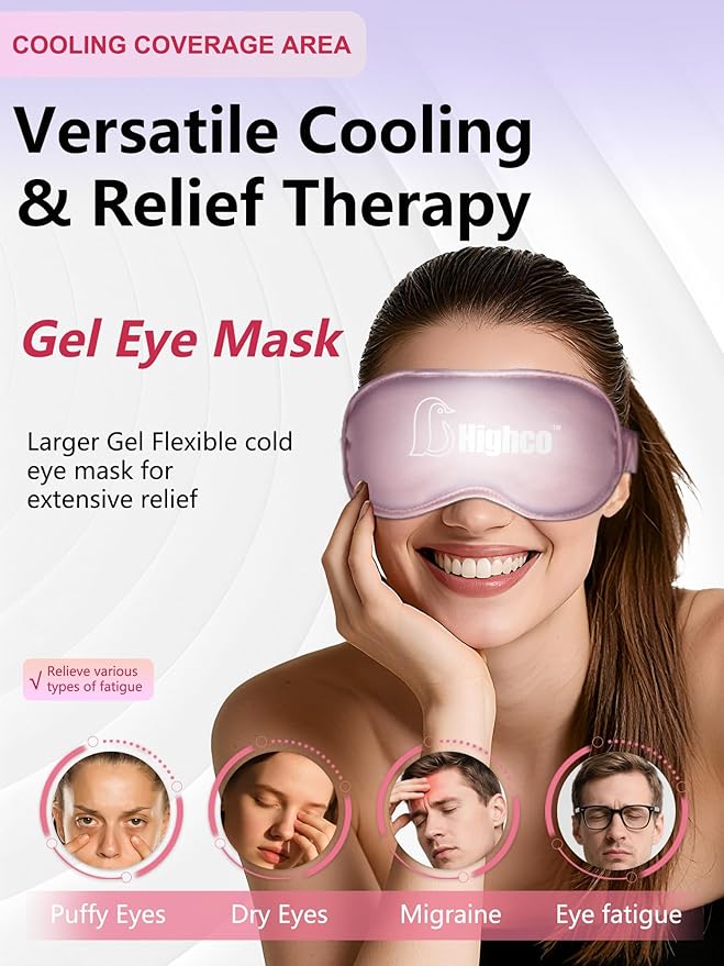 2 Packs Cooling Eye Mask and Neck Ice Pack Wrap,Hot Cold Compress Ice Pack for Neck,Cold Gel Cooling Mask for Sleep,Reusable Ice Eye Mask Cold Compress for Puffy Eyes,Pink