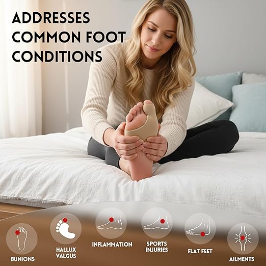 2 PCS Bunion Corrector for Women & Men - Big Toe Straightener with Splint & Pads,Breathable & Comfortable Big Toe Alignment Splint,Bunion Pain Relief Socks for Day/Night Support