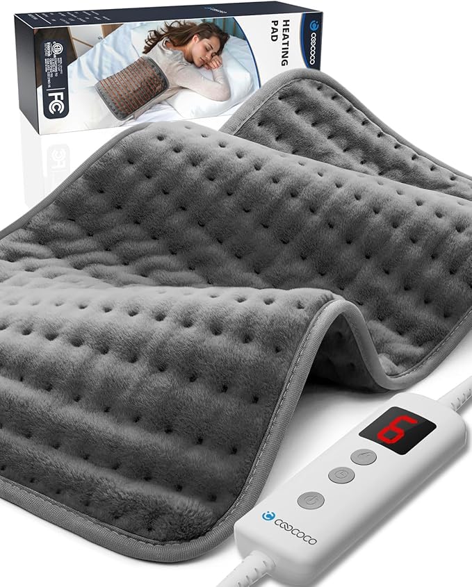 12" x 24" Heating Pad for Back, FSA Eligible Heat Pad, CooCoCo Heated Pad for Period Cramps, 6 Heat Settings, Auto Off, Moist Heat
