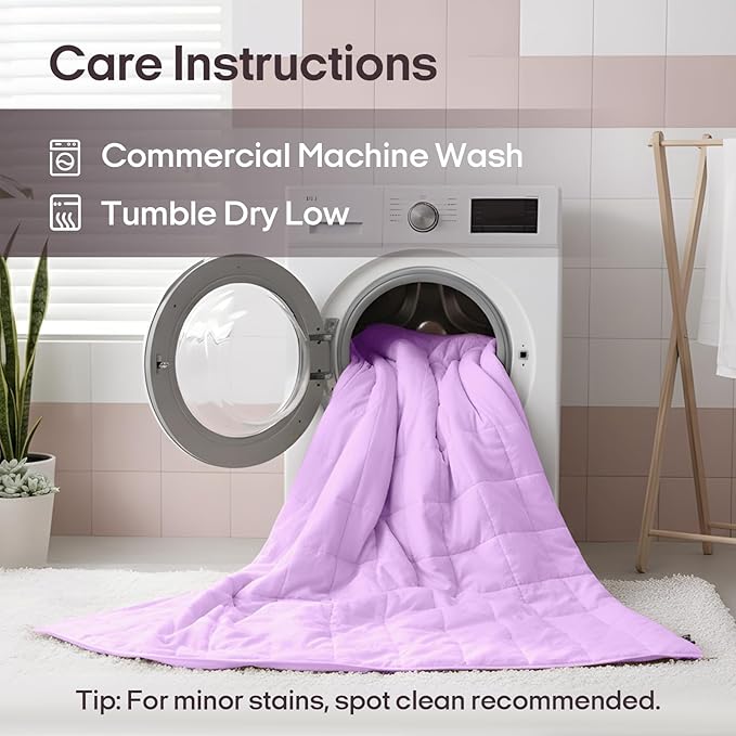 ZonLi Weighted Blanket for Adults (100% Cotton, 60"x80", 20lbs, Queen Size Light Purple) High Breathability Heavy Blanket, Soft Material with Premium Glass Beads, All-Season, Easy Care