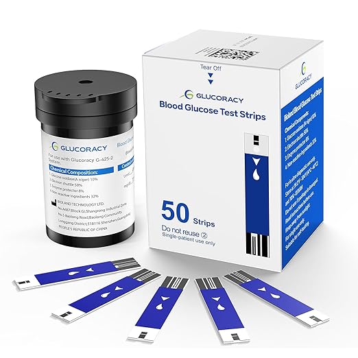 Glucoracy Glucose Test Strips, 50 Ct, Only Works with G-425-2/G-425 Blood Sugar Monitor