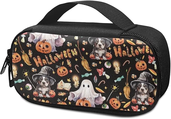 Halloween Ghost Pumpkin Insulin Cooler Diabetic Carrying Case, Travel Medicine Decor Bag with Handle, Portable Diabetic Kits Storage Bag for Glucose Meter Insulin Pens and Accessories