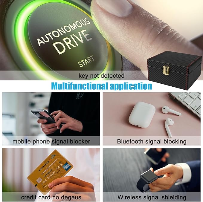 Diyife Faraday Box, [Carbon Fiber Texture] RFID Box for Car Keys, Key Fob Protector, Signal Blocker for Keyless Fob, Large Car Key Signal Blocker Cage, Signal Blocking Box for Car Keys Phones