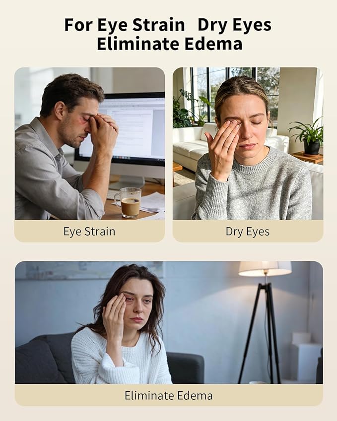 Eye Massager with Heat and Vibration and Cooling - Heated Cooling Eye Mask with Rapid Temp Control, 4 Massage Modes, 3 Temp Modes, 2400mAh Battery for Dry Eyes, Migraines, Puffiness Relief