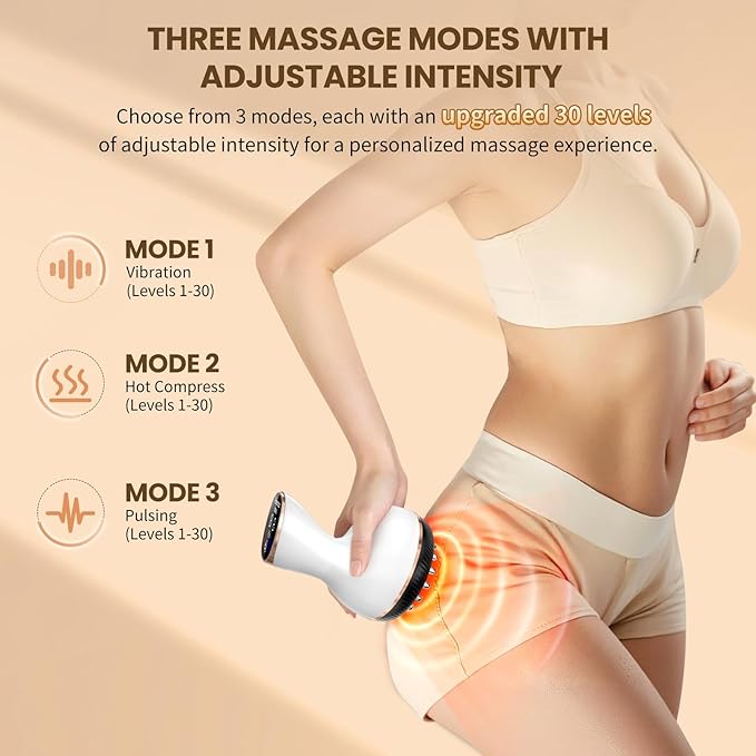 Lymphatic Drainage Massager & Anti Cellulite Massage Tool, Helps Reduce Stretch Marks & Cellulite, for Legs, Arms & Belly, Body Sculpting Machine with Microcurrent, Light, Heat & Vibration
