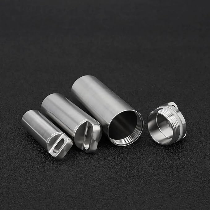 Titanium Pill Container Keychain, Waterproof EDC Pill Holder for Vitamins & Medication, Ultra-Lightweight Metal Pill Case Organizer for Men & Women, Portable Travel Pill Box (M)