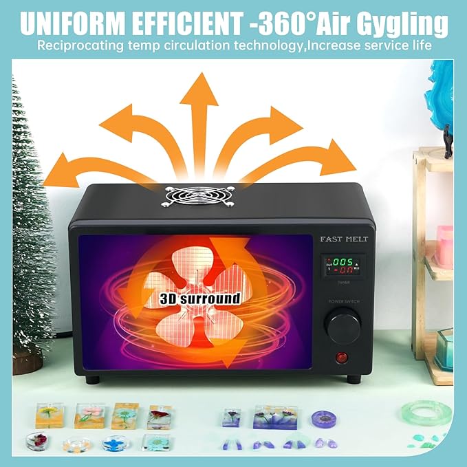 FAST MELT UV Resin Curing Box, 395nm UV Curing Light Station with 36 LED Beads, Auto UV Curing Resin Dryer Timer Setting Digital Display(S/M/H) with Tray, UV Light for Craft|Jewelry Making|DIY Decor