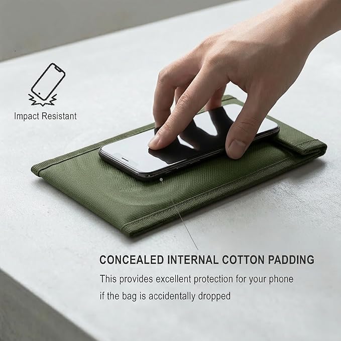 Faraday Bags for Phone Privacy & Security - Signal Blocking Pouch for GPS/WIFI/5G/RFID - Fireproof & Waterproof Anti-Drop Case for Travel & Data Protection Green