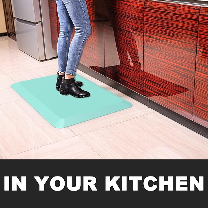1" Extra Thick Anti Fatigue Floor Mat 40" L x 20" W,Kitchen Mat, Standing Desk Mat,140D Advanced PU Foam Ergonomic Comfort at Home, Office, Garage, Sink (Teal)