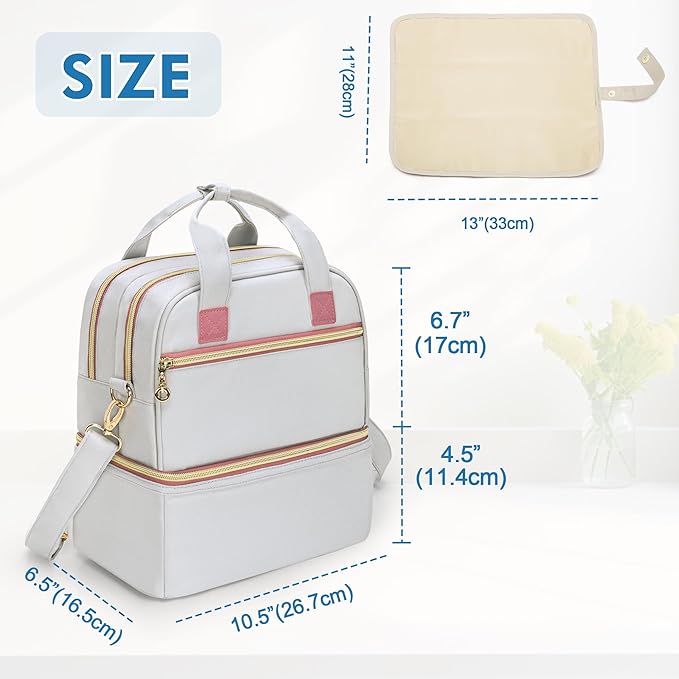 Damero Double Layers Pill Bottle Organizer, Medicine Storage Bag with Detachable Shoulder Strap, Medicine Travel Bag with Waterproof Mat for Large Prescription Bottles, Medical Supplements