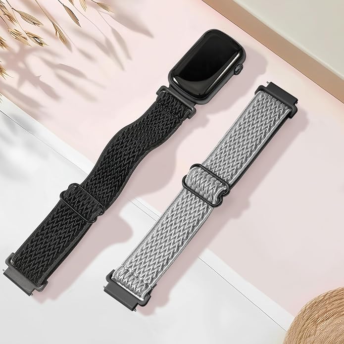 2 Pack Stretchy 16mm Nylon Bands Compatible with FITVII HM08/MorePro HM08/Amzhero-Runfit D26/KALINCO Slim Fitness Tracker