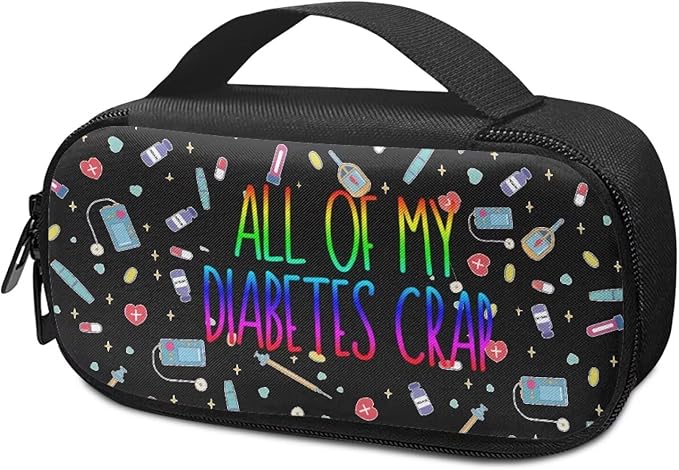 Rnyleeg Diabetic Bags for Supplies All of My Diabetes Crap Insulin Cooler Travel Case for Insulin Pens and Glucose Meter Diabetes Care