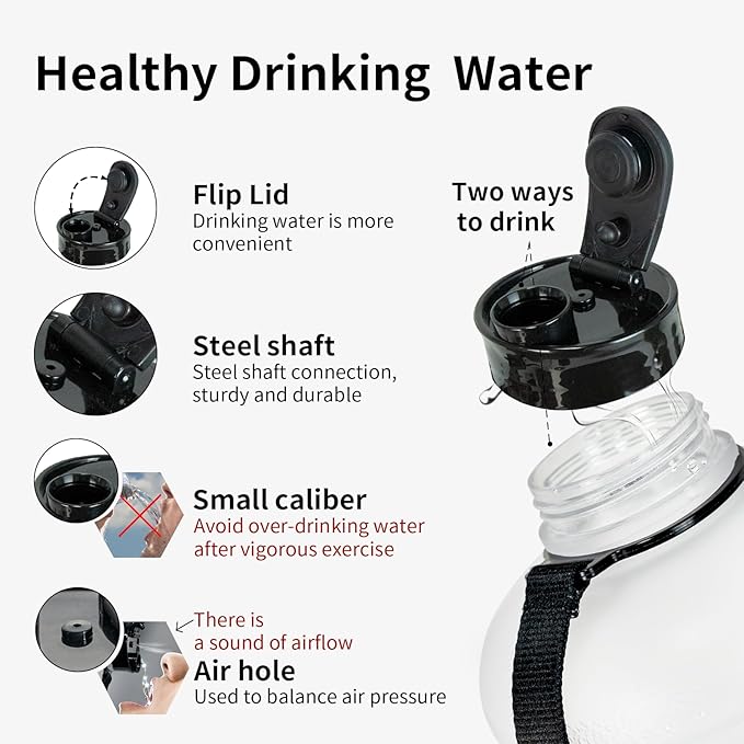TOOFEEL 2 Liter Water Bottles - Big Water Jugs - 2.2L 74oz LeakProof - Clear Matte