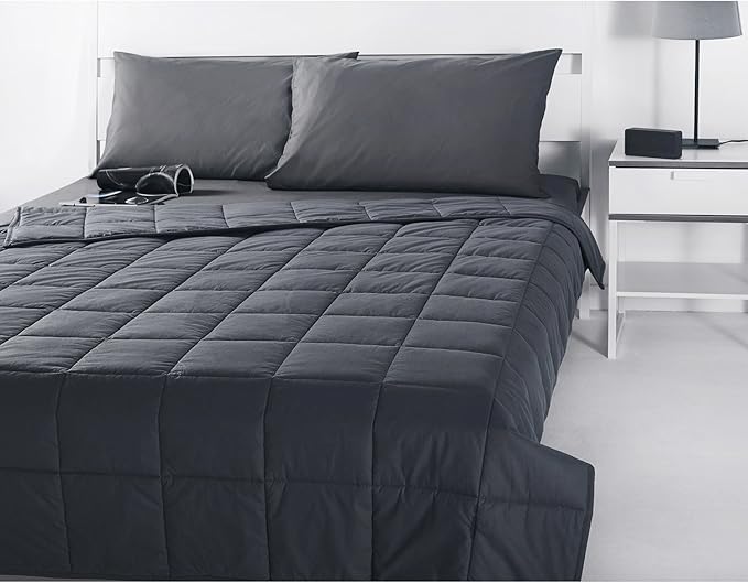 RelaxBlanket Cotton Weighted Blanket King Size 100% Cotton with Premium Glass Beads for All-Season 80''x90'' 25lbs,Dark Grey