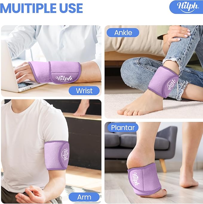 Hilph Wrist Ice Pack Wrap for Carpal Tunnel Relief, Reusable Wrist Brace with Gel Pack Hot Cold Compression for Hand Injuries, Rheumatoid, Tendonitis, Swelling, Surgery Gift for Men Women, Purple