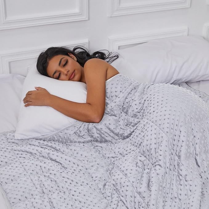 Weighted Blanket for Adults, Comfortable and Soft Throw Weighted Blanket with Premium Glass Beads for All Season 15 lbs 48"x72", Light Grey
