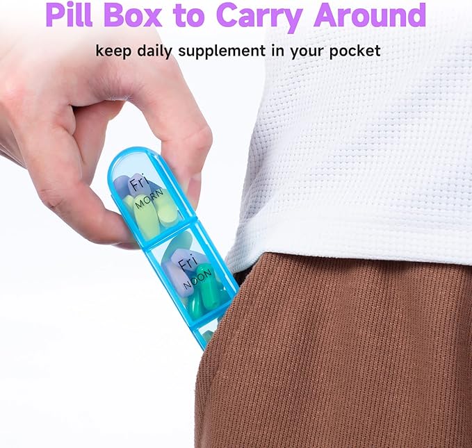 Daviky Weekly Pill Organizer 3 Times a Day, Travel Pill Organizer 3X a Day, Pill Box 7 Day, Daily Pill Box Organizer, Pill Cases Organizers 7 Day, Medicine Organizer to Hold Vitamins and Medication