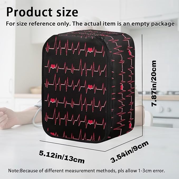 Heartbeat Print Blood Pressure Monitor Case with Mesh Pockets Portable Travel Storage Case for Blood Pressure Monitor and Accessories
