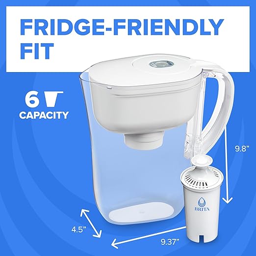 Brita Metro Water Filter Pitcher with SmartLight Change Indicator, BPA-Free, Replaces 1,800 Plastic Water Bottles a Year, Lasts Two Months, Includes 1 Filter, Small - 6-Cup Capacity, White