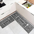 QUILTINA Kitchen Mat Anti-Fatigue Cushioned Rug Set (2 PCS), Waterproof Non-Slip & Stain Resistant, 0.4'' Thick PVC Ergonomic Comfort Foam Rugs for Home, Laundry Floor, Grey Imitation Wood